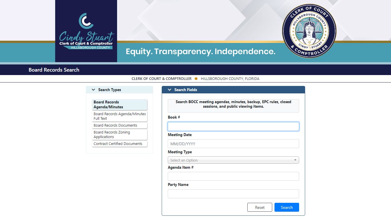 Hillsborough County Clerk of Circuit Courts - Board Records Search